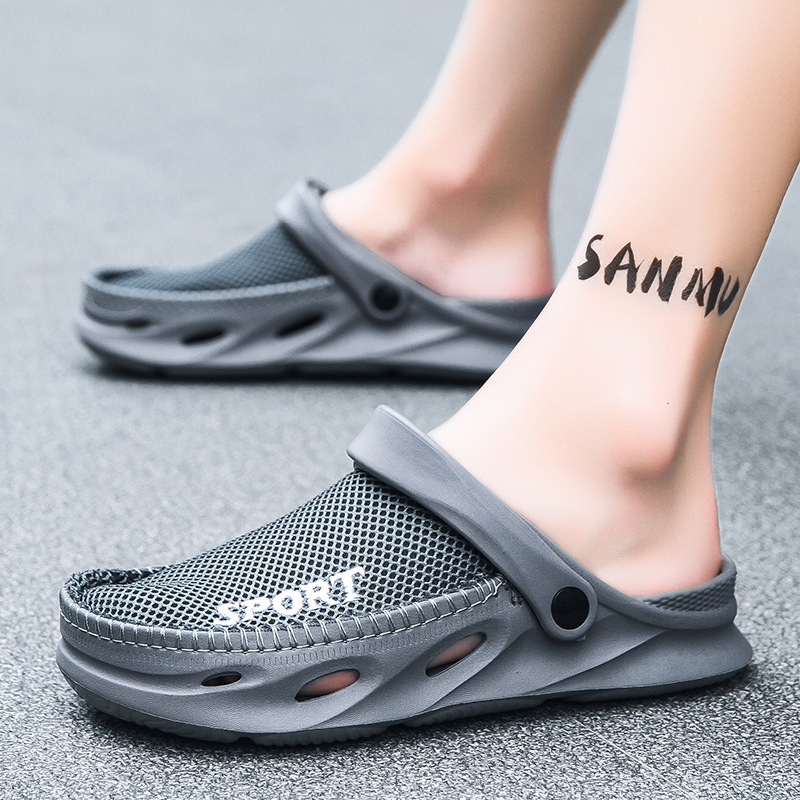 Transfronterizos de verano comercio exterior sandalias de tela de red medio paquete ocio nido de pájaro agujero zapatos para hombres zapatillas de playa de tamaño grande
