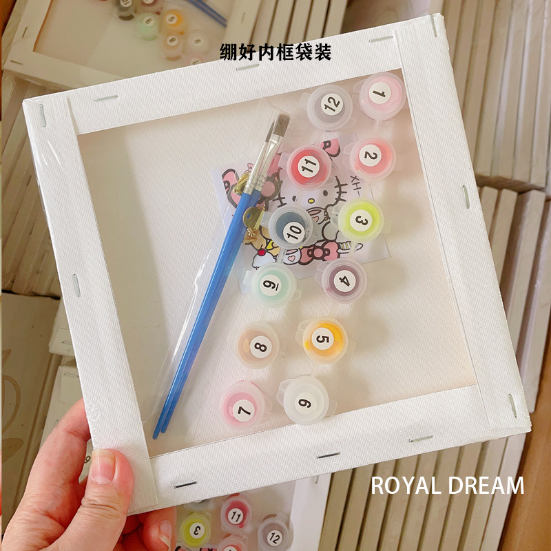 Digital oil painting diy children's coloring hand-painted hand-painted cartoon animation manufacturer wholesale 20*20 acrylic decorative painting