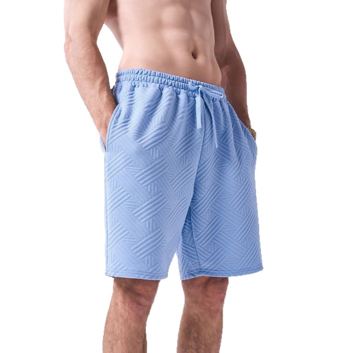 Men's Summer Loose Sports Casual Shorts High Street Ins Pocket Five Point Jacquard_viptrois.com