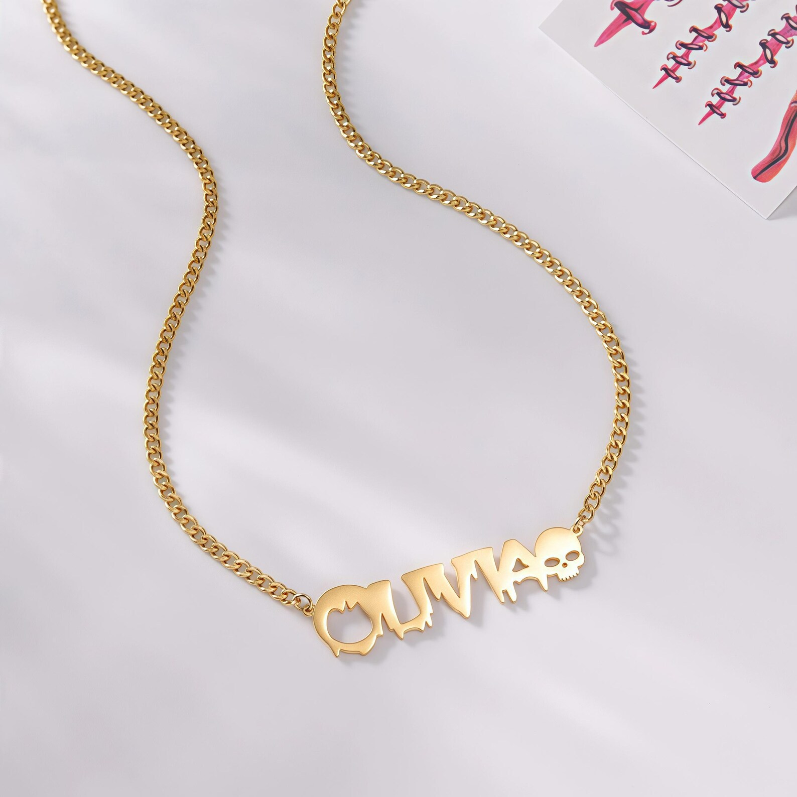 Ghost Necklace Custom Halloween Jewelry Personalized Name Gift For Her_voghion.com