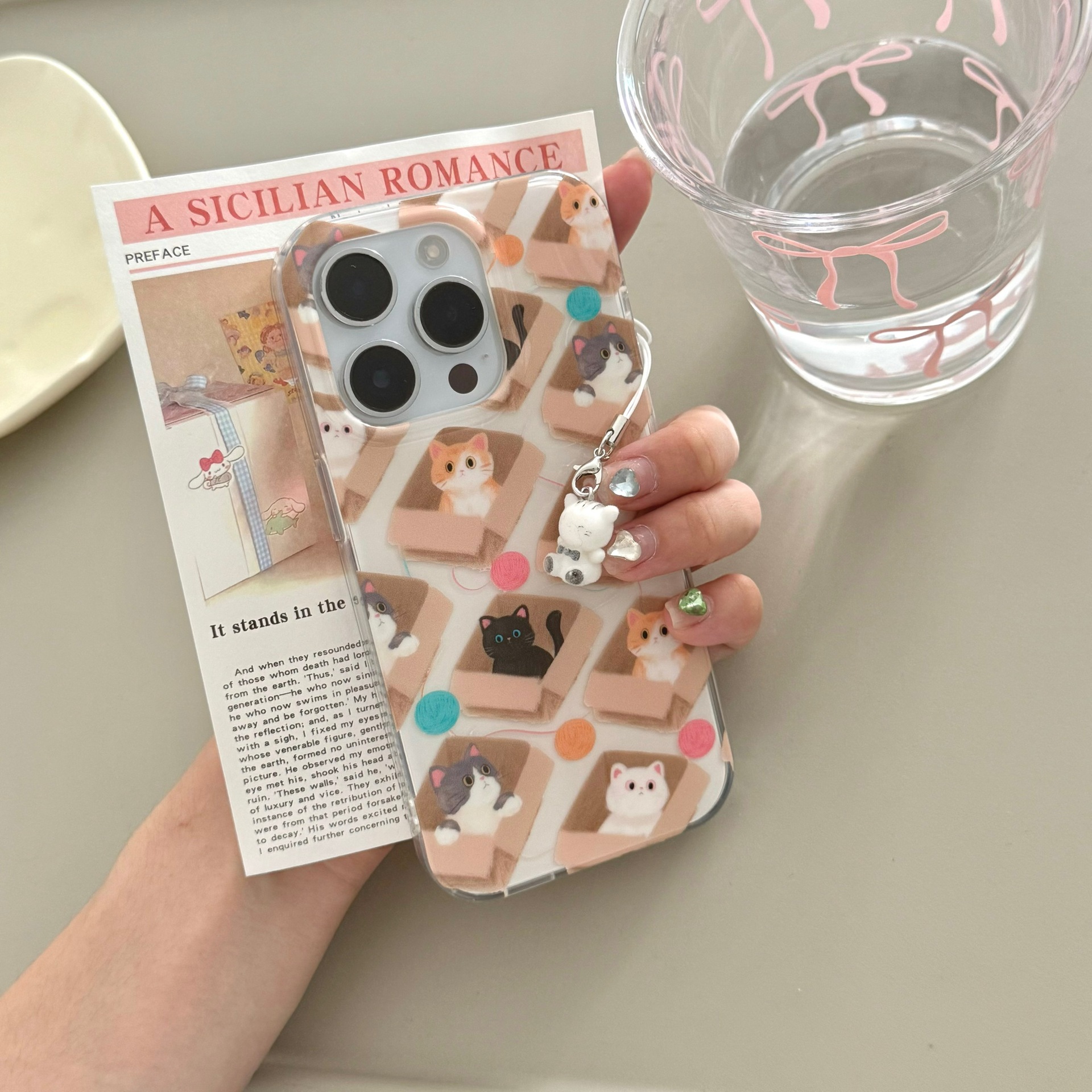 Caja de dibujos animados divertida para gato para iPhone 16 funda para teléfono móvil 15ProMax colgante 14/13 lindo 16Pro