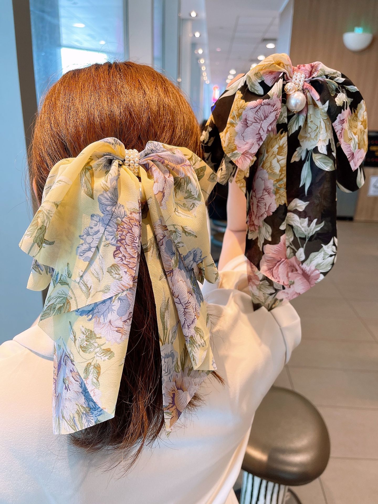 Korean Chiffon Asymmetric Big Bow Print Hairpin display picture 16