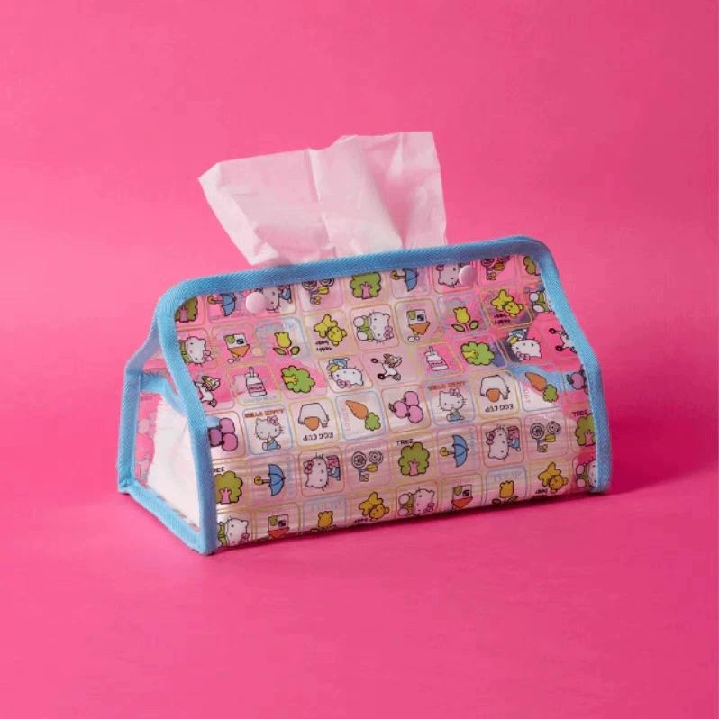 В наличии: милый мультяшный органайзер для салфеток в виде кота Китти, прозрачный водонепроницаемый контейнер для хранения салфеток из ПВХ для дома, гостиной, офиса.