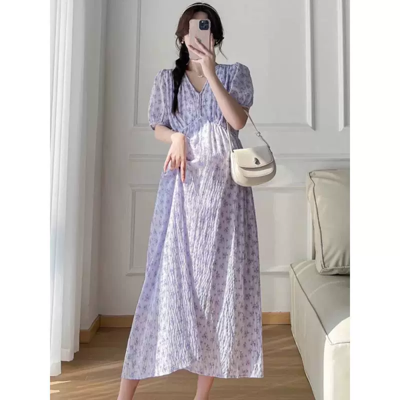 Красивая летняя одежда для беременных, платье, городской стиль, oversize, цветочный принт