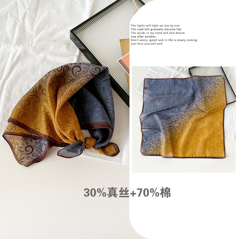 复古腰果新款桑蚕丝棉真丝丝巾头巾系腰时尚百搭高级感批发丝巾|undefined