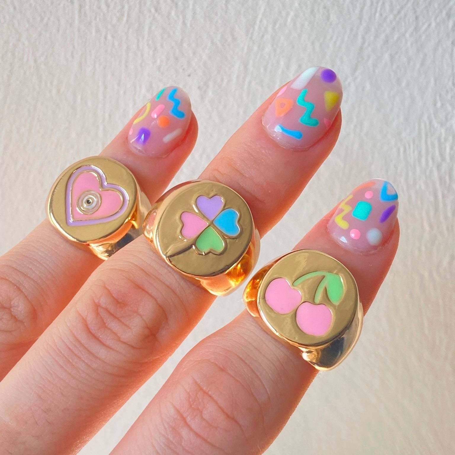 Fashion Cherry Heart Shape Flower Copper Inlay Zircon Open Ring 1 Piece