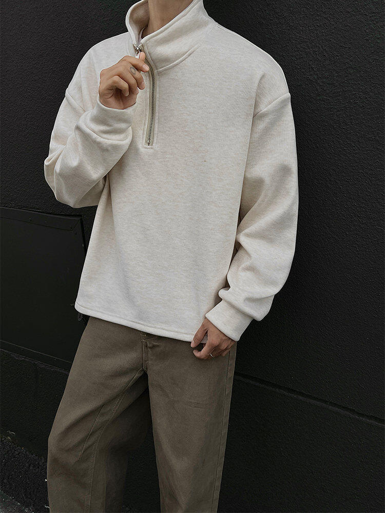 Herr half-zip sweatshirt med fleece i höst och vinter_voghion.com