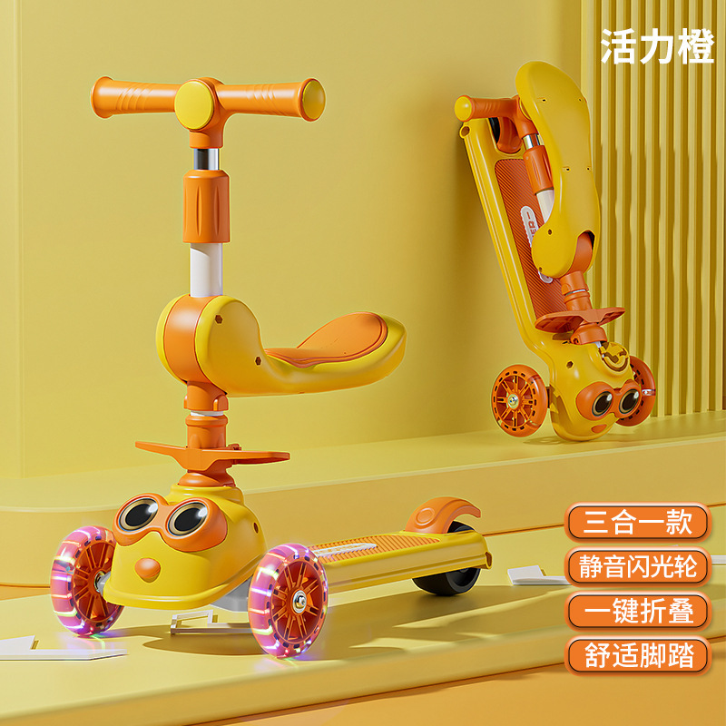 Scooter para niños 1-3-6-12 años, el bebé tres en uno puede sentarse en un niño resbaladizo, tesoro femenino, coche de princesa