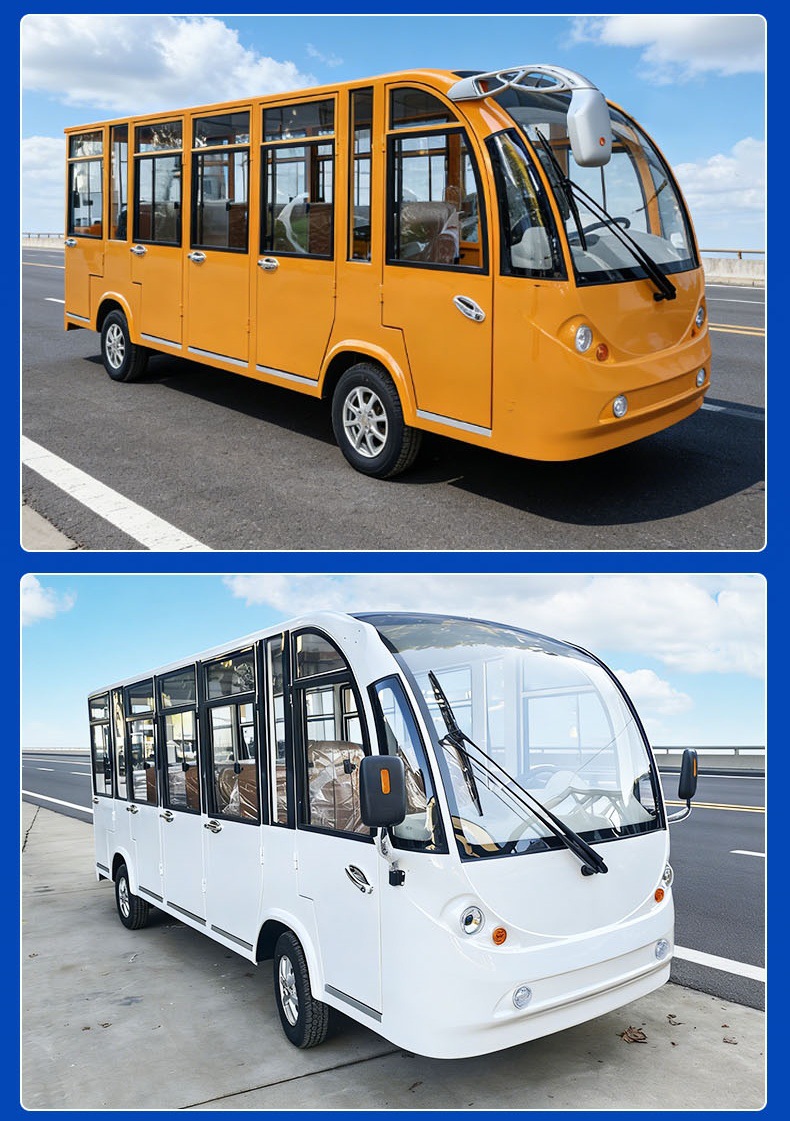 Electric Sightseeing Vehicles with 11 or 14 Seats for Campsites, Tourist Areas, Campuses, Factories, and Real Estate Tours