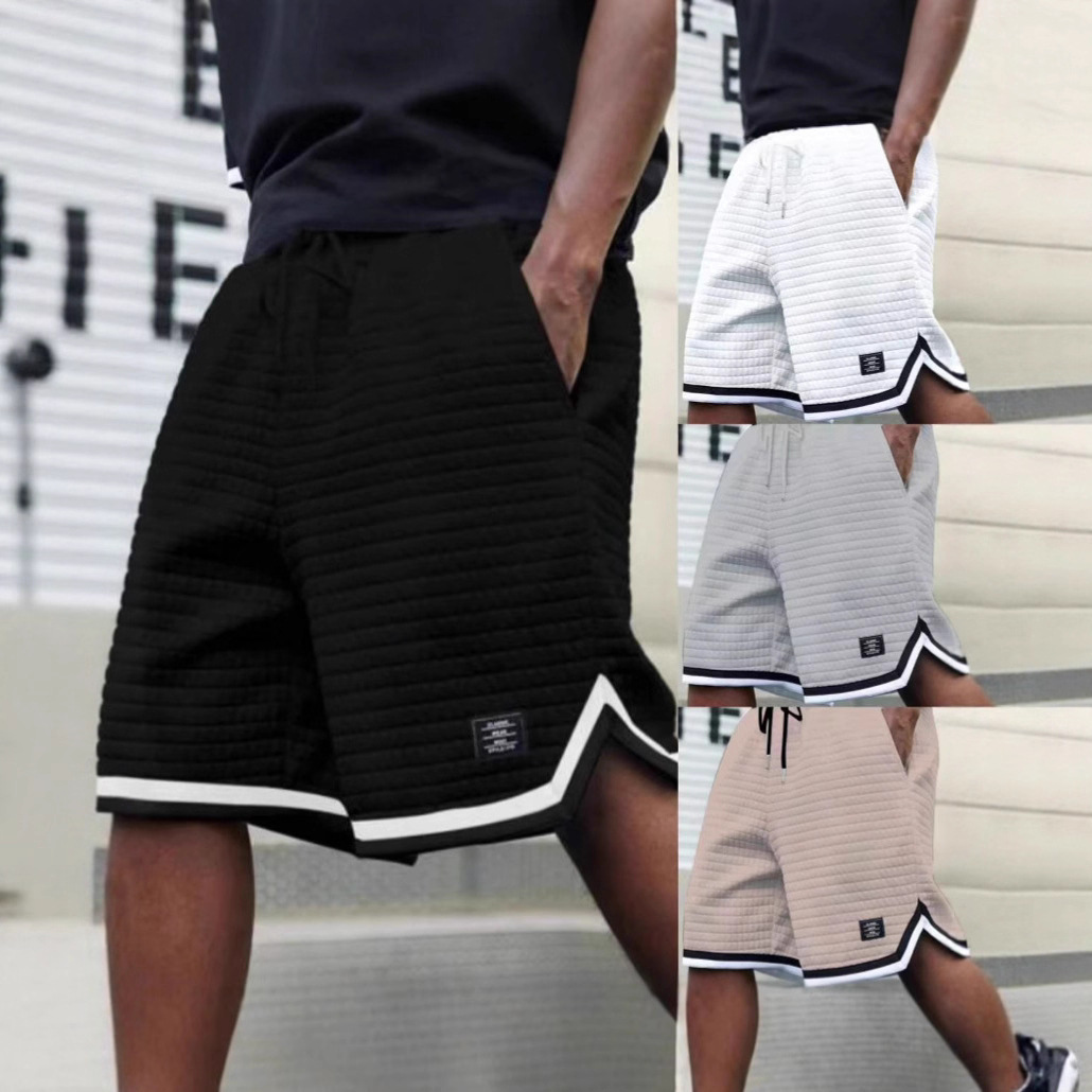 Cross-Border Hot Sale Temu New Men's Casual Loose Striped Webbing Trendy Checkered Sports Men's Shorts Summer