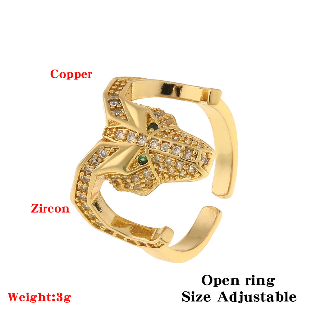 New Fashion Copper Micro-inlaid Zircon Moon Ring display picture 1