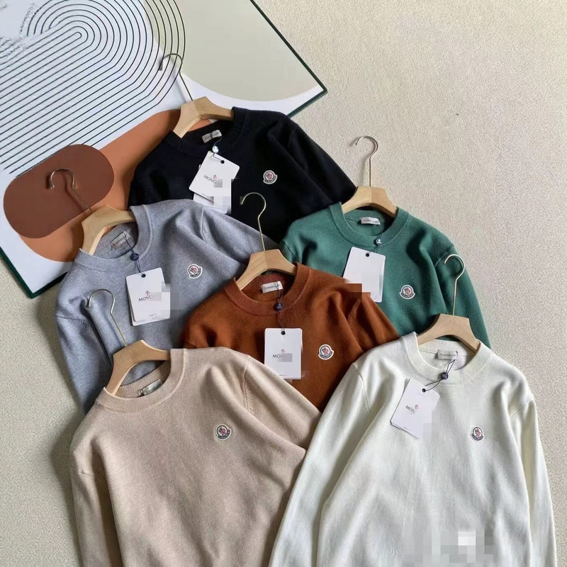 Cross-Border Monc Autumn and Winter Embroidered Logo Thickened Round-Neck Oversized Versatile Loose-Fitting Unisex Couple Sweater Cross-Border Monc Autumn and Winter Embroidered Logo Thickened Round-Neck Oversized Versatile Loose-Fitting Unisex Couple Sweater