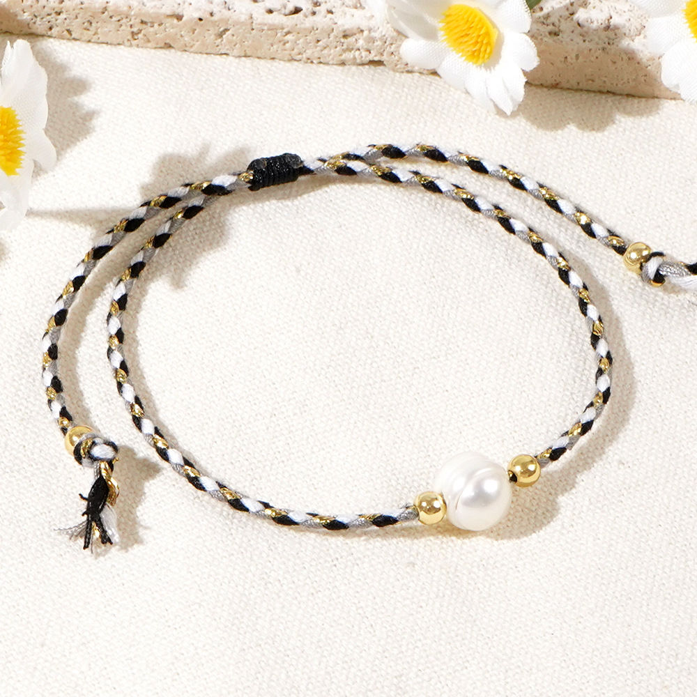Geometric Casual Bohemian Imitation Pearl Rope Copper Bracelets Wholesale display picture 5