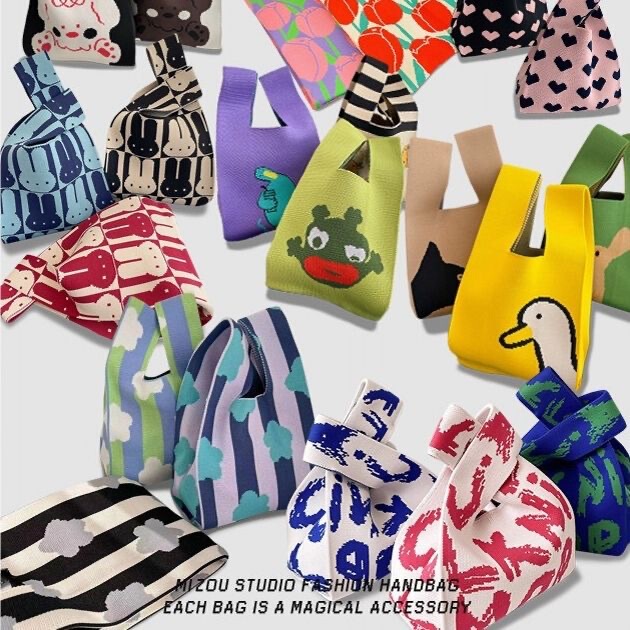 Gift Bag Birthday Gift Bag Handbag Handbag Hand Carrying Out Panda Handbag Woven Handbag Knitted