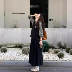 カレッジスタイルの韓国ドラマ風、上品でエレガントな女性用ツーピーススカートスーツ、春服一式、早春コーデに最適