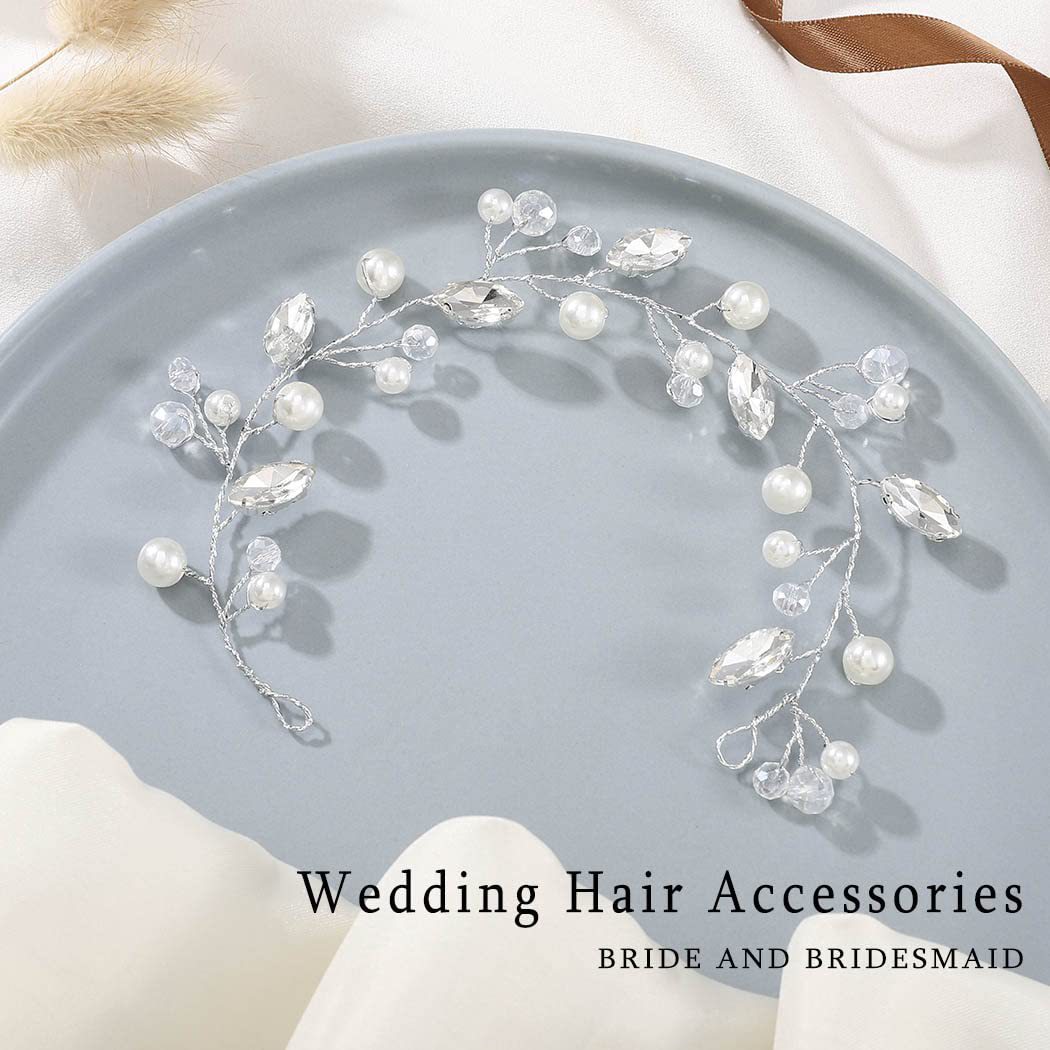 Europea y americana transfronteriza simple perla cristal hecho a mano con cuentas suave cadena pelo banda tocado nupcial accesorios para el cabello al por mayor