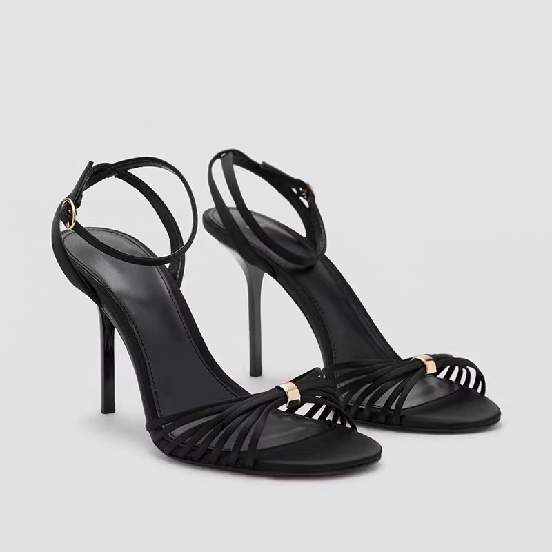 Sexy golden sandals stiletto heels with a strap