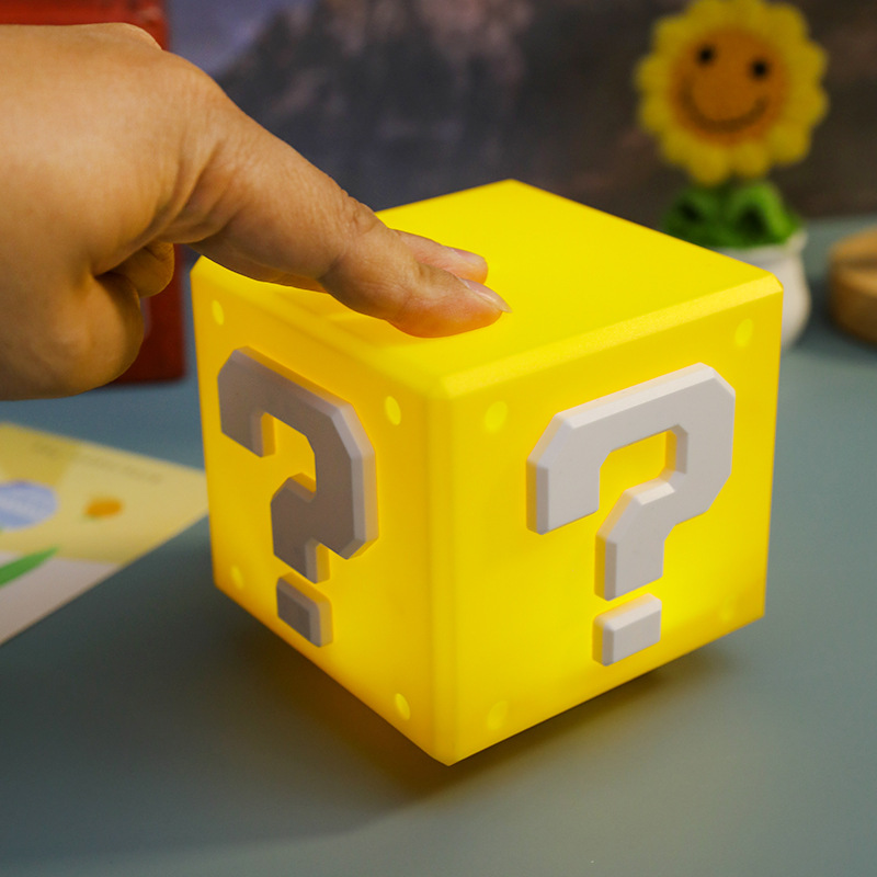 Super Mary LED Mario interrogación cuadro de lámpara silenciosa decoración de la habitación de cabecera de la cama luces de atmósfera creativas luces de noche