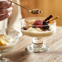 進口歐式玻璃冰激凌杯家用創意高腳雪糕甜品杯奶昔杯水果冰淇淋杯