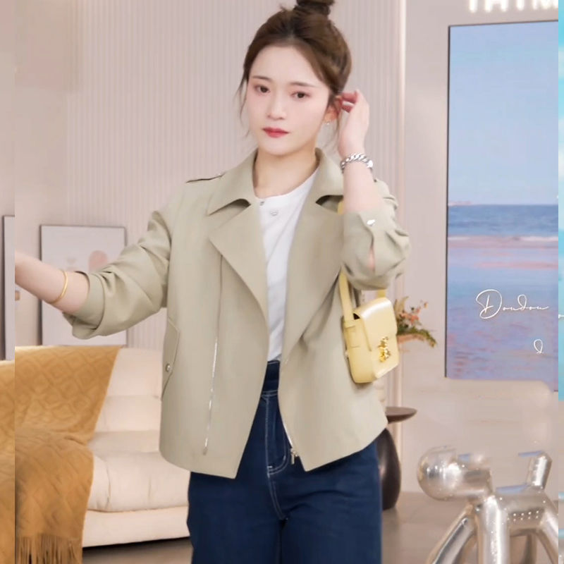 小个子短款西装领女风衣2025新款春秋外套女修身短款风衣百搭|undefined