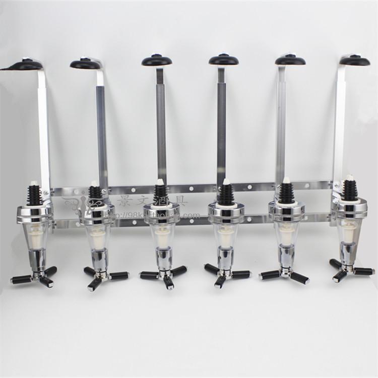 史牌6头直排挂壁式倒酒架 自助调酒倒挂分酒器定量30ml