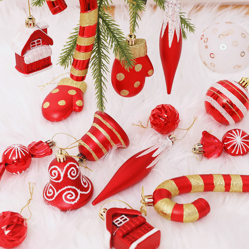 Transfronterizos nuevos bolas de Navidad de plástico 16 paquetes de forma extraña más bolsas de decoración de Navidad colgantes de árbol de Navidad