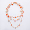 Retro spherical woven necklace natural stone handmade, fresh accessory from pearl, European style