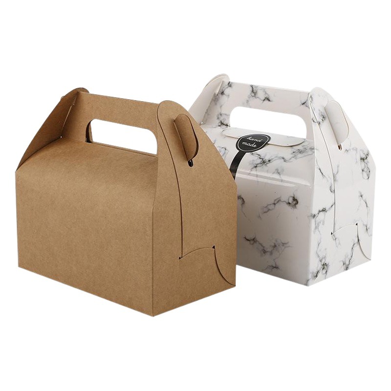 Medio portátil marbling pastelería caja de embalaje medio rollo pastel rollo caja de embalaje para hornear corte mousse caja de la torta image 1