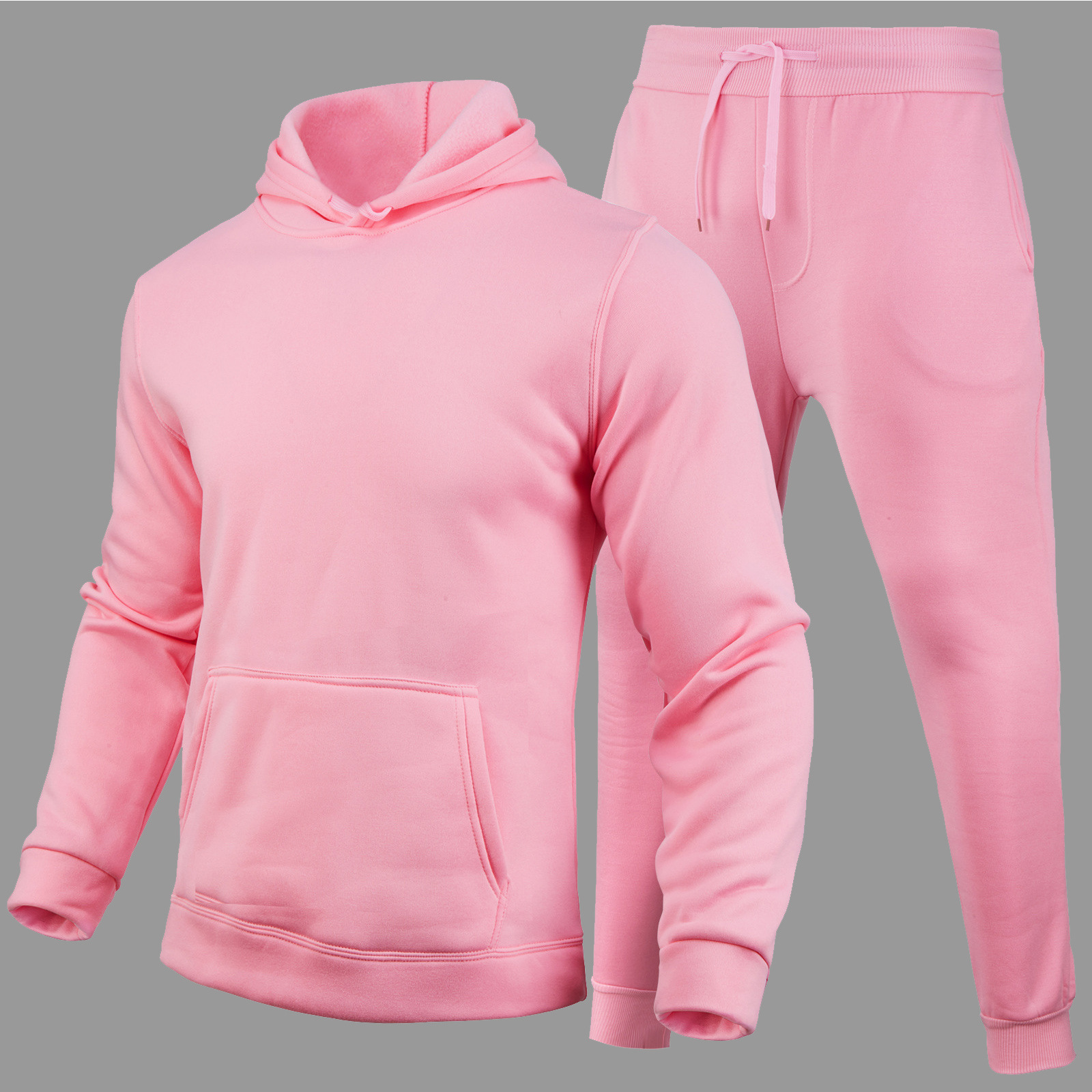 2024 Noul set de pulover sport cu pulover de culoare solidă Hanorac pentru bărbați din lână_voghion.com