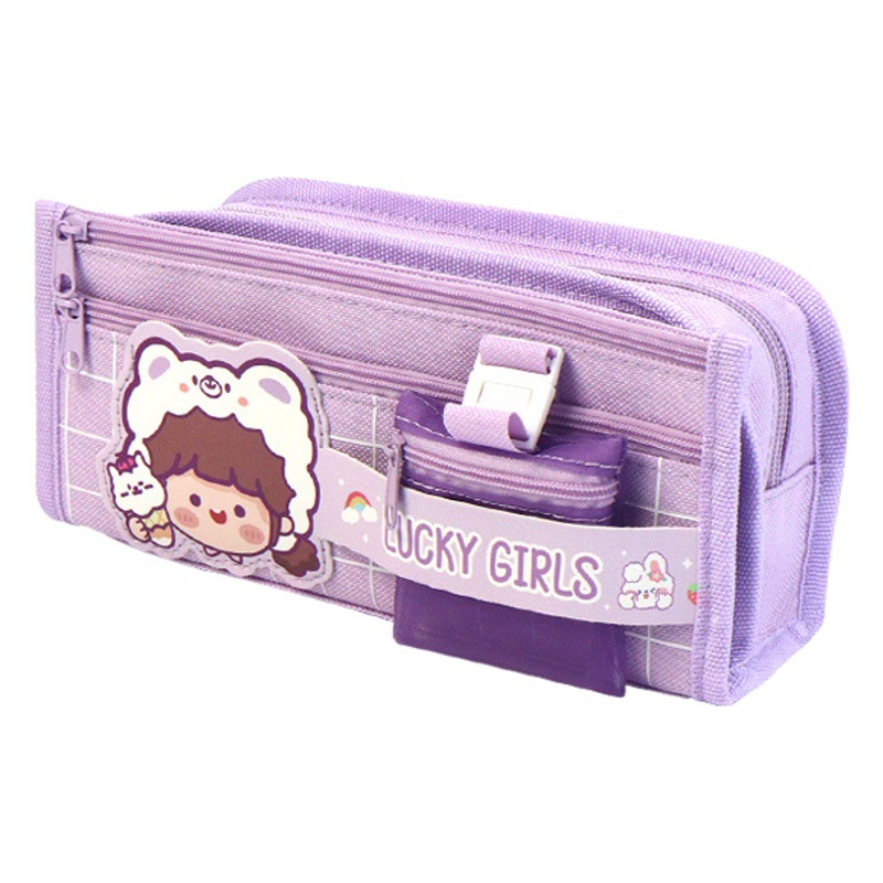 Caja de lápices de lona multifuncional ins caja de lápices escolar de alta apariencia caja de papelería de múltiples capas bolsa de papelería de estudiante de escuela primaria transfronteriza