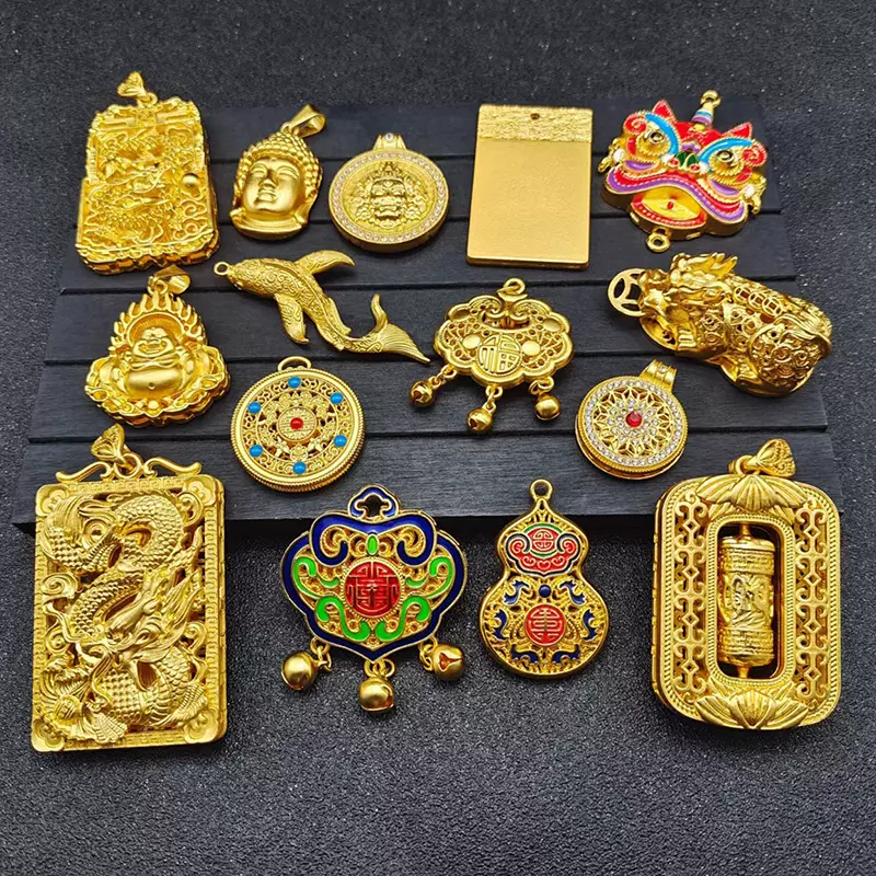 厂家新款沙金保色珐琅招财葫芦饰品吊坠 diy项链挂件汽车挂饰配件