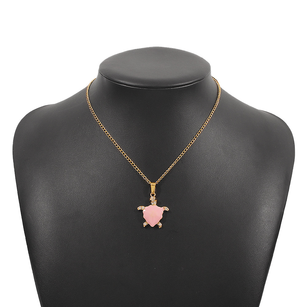 fashion cute and funny little turtle geometric alloy diamond necklace female