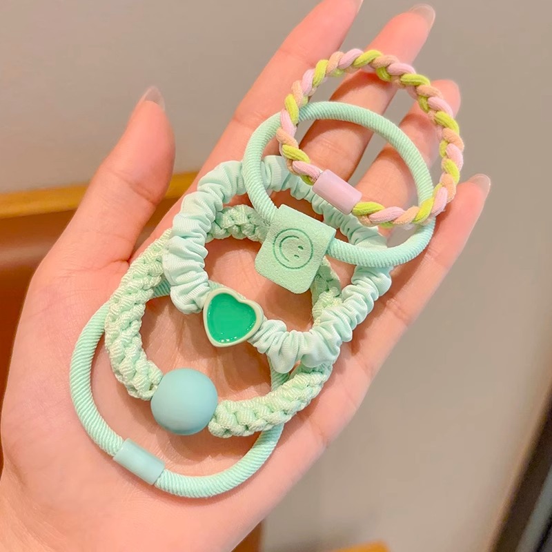 Niños lindos elásticos coreanos simple anillo de cabello cuerda de cabello de cabello de niña bola de cabello cuerda de cabello de cabello no daña cabello