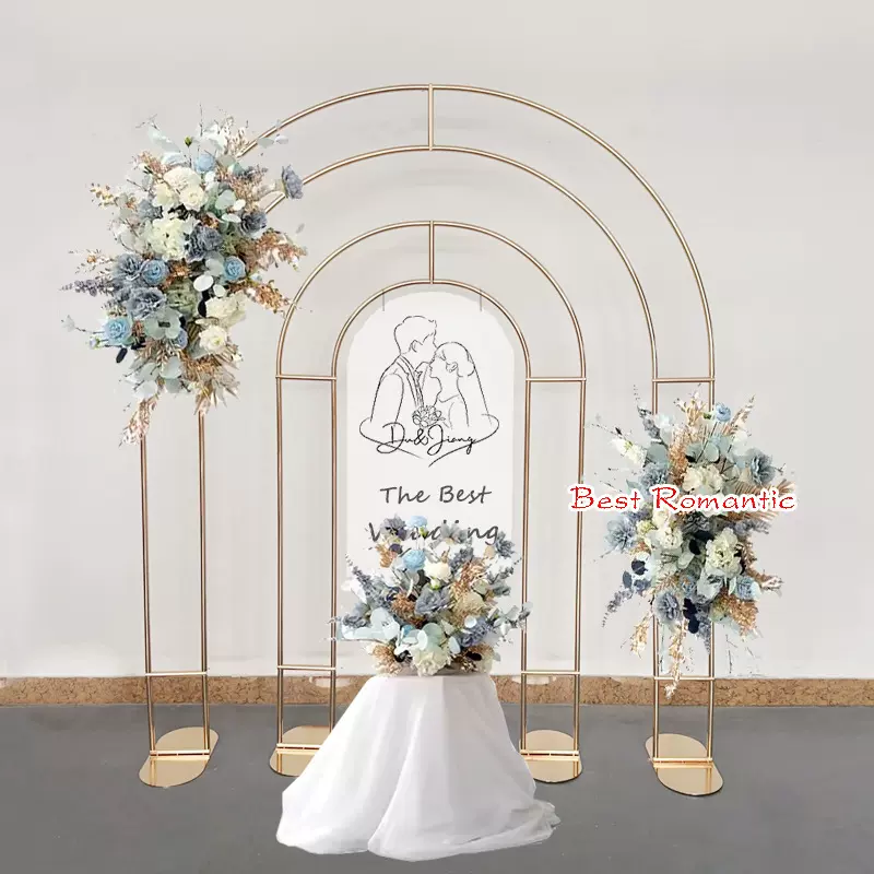 热销款婚庆用品婚礼装饰拱门金色铁艺背景架主入口装饰背景摆件