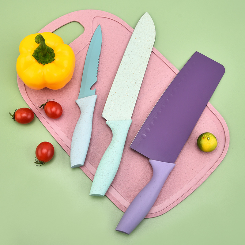 Embalaje de tarjetas de absorción de color de doble cara de fábrica con paleta de cinco piezas de paleta de cocina conjunto de herramientas de acero inoxidable