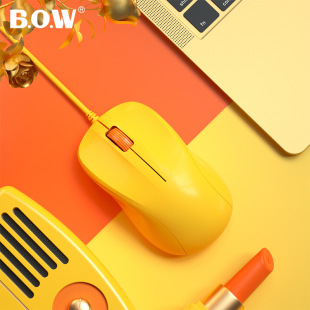 Bow Hangshi Wired Optical Mouse M136U Anti-Slip Design Quiet Mouse Fashionable Home Office Simple and Portable