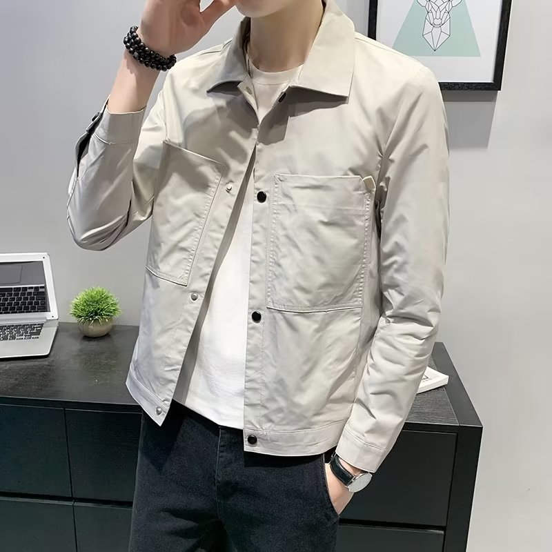 Autumn 2023 Men's Korean-style Slim-fit Workwear Casual Laps Jacket Fashionable Handsome Jacket for Youth