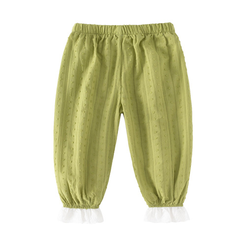 Summer 2024 New Baby and Toddler Clothing Set for Girls: Cute and Refreshing White Lace Top + Casual Ruffled Pants Suit