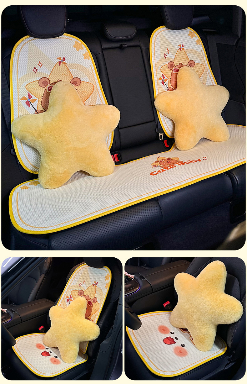2026 New Car Headrest Neck Pillow Creative Cute Star Car Cushion High-End Car Lumbar Support Cushion