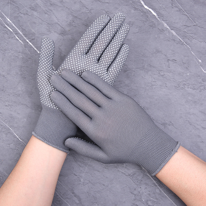 Wholesale 13-needle nylon drip-proof gardening beading gloves, work polyester embossed protective gloves, wear-resistant