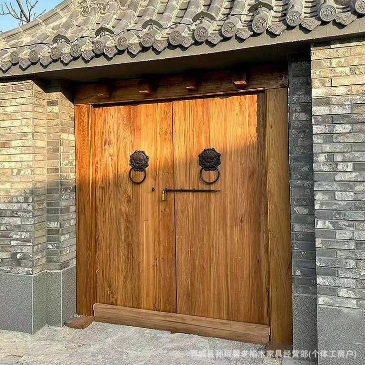 New Chinese-Style Old Elm Wood Main Door for Homestay, Grand Villa Entrance Solid Wood Door, Home Use Rural Area Decorative Wooden Door New Chinese-Style Old Elm Wood Main Door for Homestay, Grand Villa Entrance Solid Wood Door, Home Use Rural Area Decorative Wooden Door