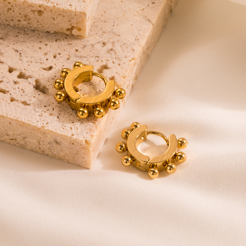 Simple Style Geometric Titanium Steel Plating Rhinestones Earrings 1 Pair