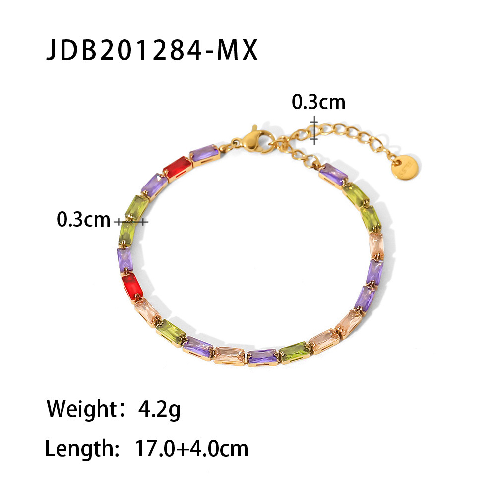 Fashion Square Stainless Steel Bracelets Plating Artificial Gemstones Stainless Steel Bracelets display picture 5