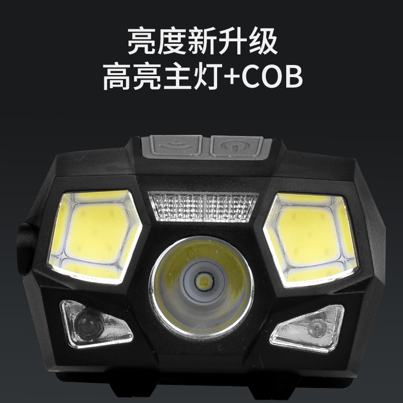 Inducción USB al aire libre carga de luz alta luz luz superbrillante led cabeza impermeable luz de pesca nocturna cabeza de plástico image 4