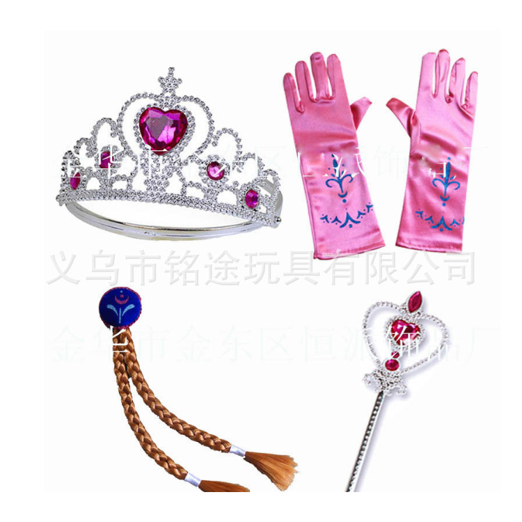 Aisha princesa traje de hielo y nieve corona copo de nieve palo guantes trenza traje azul palo mágico corona de cuatro piezas