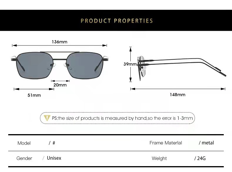 NEUE Sonnenbrille Unisex Doppel Strahl Anti-UV Brille Persönlichkeit Brillen Einfachheit Zier Legierung Rahmen Sonnenbrille – Detail 1