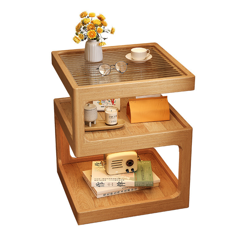 Substitución de la meseta de cama de madera maciza simple moderna pequeña casera armario de dormitorio con iluminación estante de cama creativo