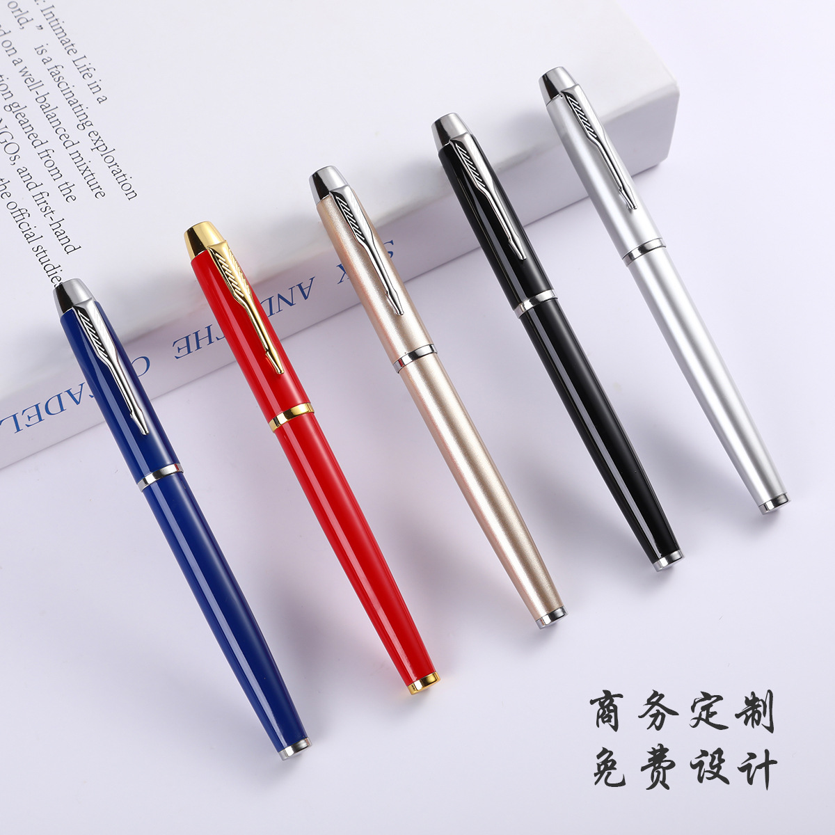 Pluma de metal de alta gama firma fabricante regalo de negocios PEN Conferencia bolígrafo letras publicidad gel impresión de la pluma