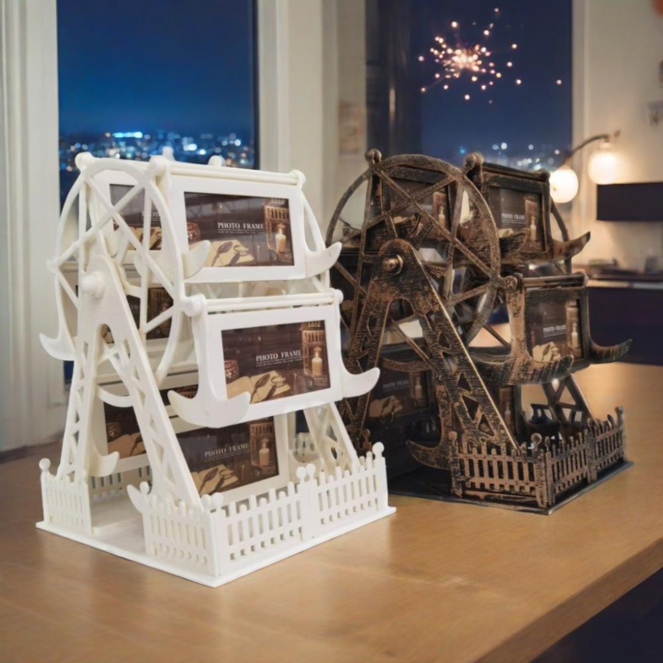 DIY Creative Retro Rotating Ferris Wheel Photo Frame Large Windmill Table Home Decoration Desktop Ornaments