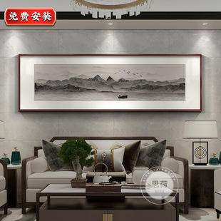 New Chinese Landscape Painting Living Room Decoration Painting Tea Room Zen Mural Sofa Background Ink Painting Bedroom Bedside Hanging Painting